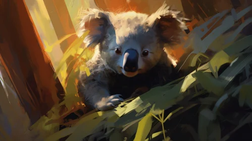 Koala Digital Painting in Nature Setting