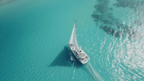 Sailboat on Tropical Sea - Serene Water Scene