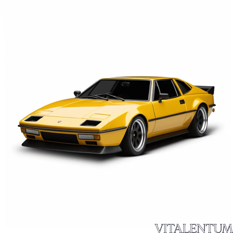 Yellow Sports Car on White Background | Dynamic Speed and Style AI Image