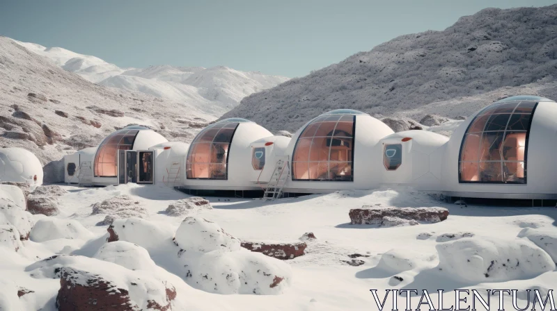 Futuristic Colony on Mars - Tranquil Martian Settlement AI Image