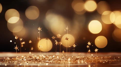 Golden Bokeh Background with Stars for Festive Occasions