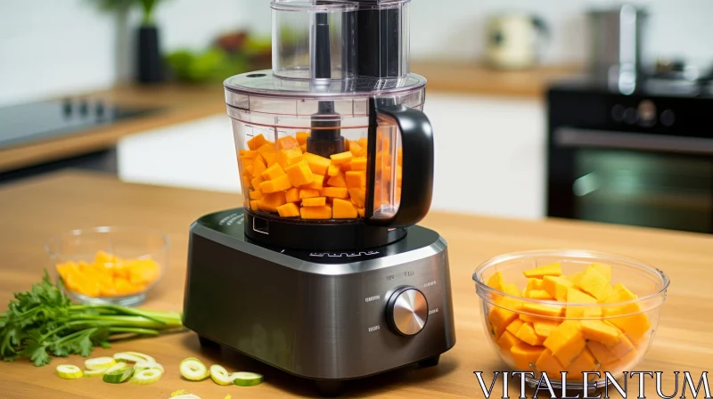 AI ART Kitchen Culinary Scene with Food Processor and Butternut Squash