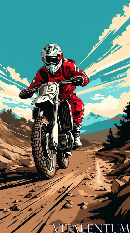 Man Riding Dirt Bike on Rocky Trail - Extreme Sports Adventure AI Image