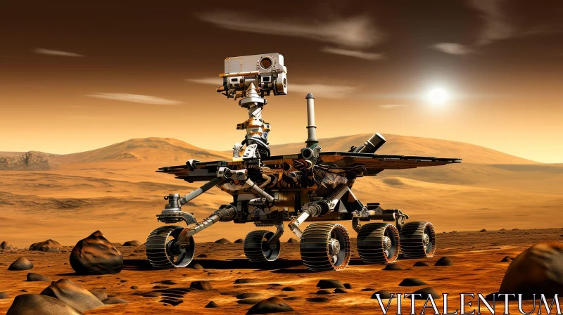 Mars Rover Exploration on Planet's Surface AI Image