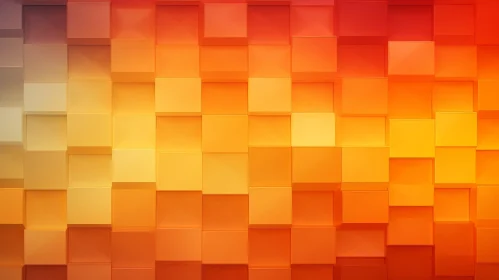 Orange and Yellow Cubes Wall - Geometric 3D Rendering