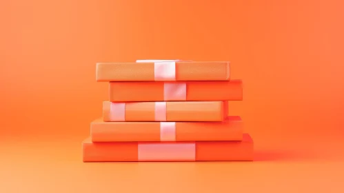 Orange Gift Boxes Stack on Solid Background