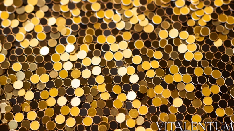 AI ART Shiny Metal Discs Close-Up - Glittering Gold Surface