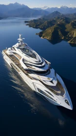 Sleek Futuristic Yacht cruising on calm Sea
