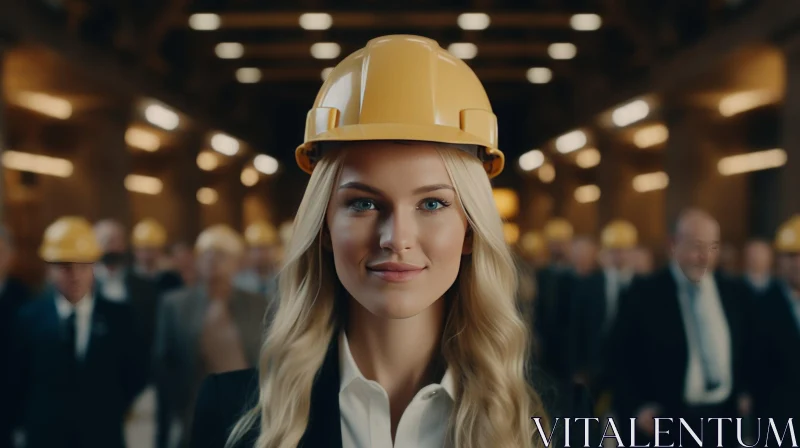 Young Female Construction Worker in Modern Factory AI Image