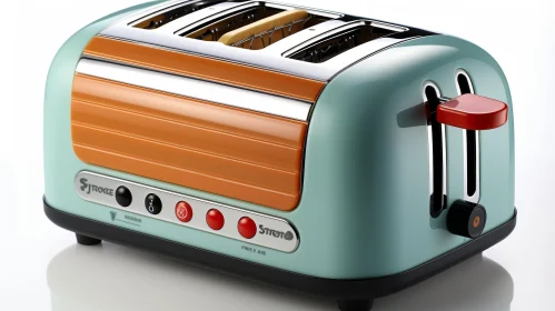 Blue and Orange Toaster - Modern Kitchen Appliance
