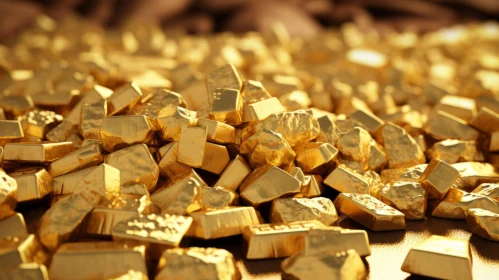 Gold Nugget Heap - 3D Rendering Texture Art