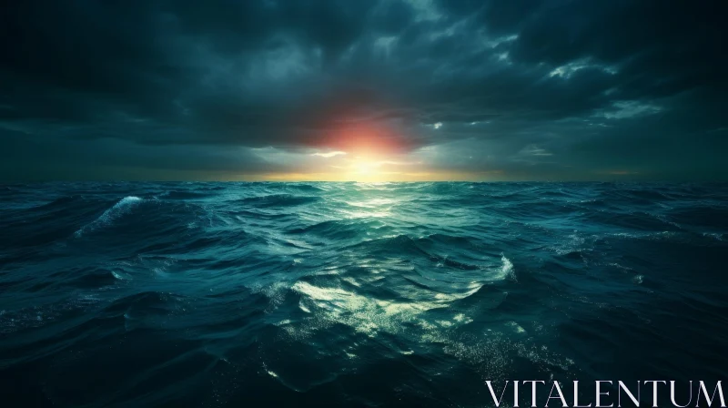 Powerful Stormy Sea Landscape AI Image