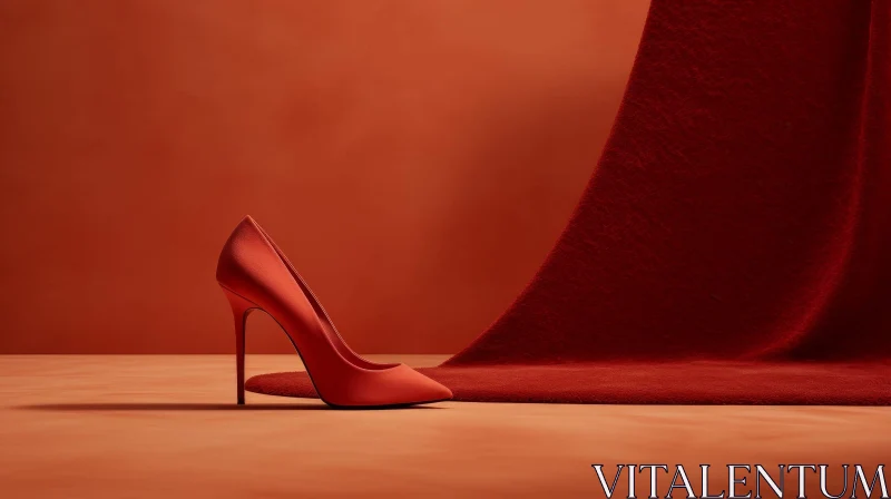 AI ART Red High Heel Shoe on Red Carpet - Fashion Image