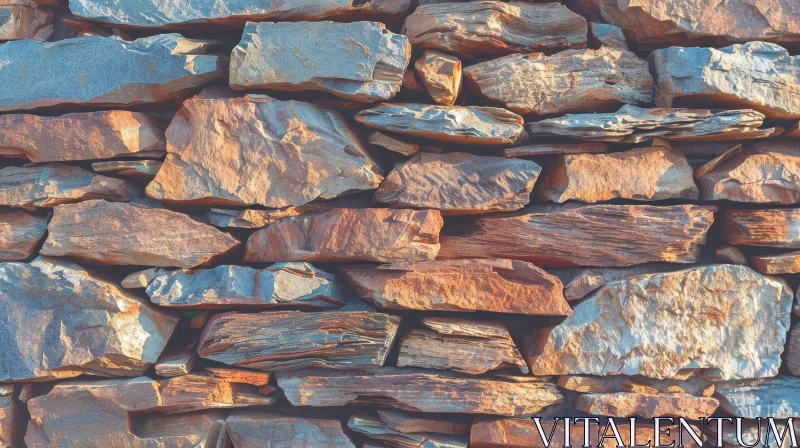 AI ART Rustic Dry Stone Wall Close-Up
