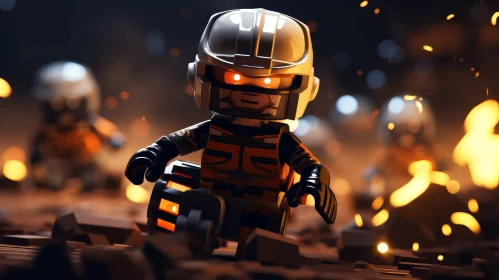 Sci-Fi Lego Minifigure on Rocky Surface