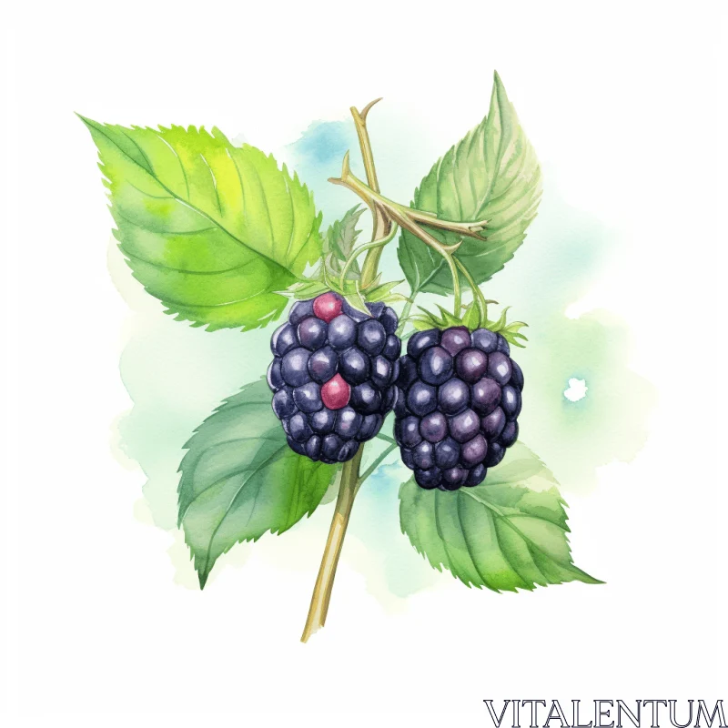 AI ART Blackberries Illustration on White Background