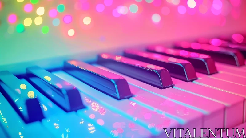 Dreamy Piano Keyboard Bokeh Background AI Image