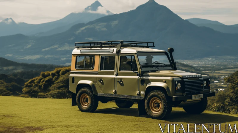 Eco-friendly Land Rover Defender: Gray and Bronze Vacation Dadcore AI Image