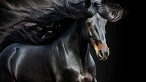 Majestic Black Horse Portrait - Captivating Animal Photography