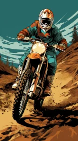 Man Riding Dirt Bike in Cartoon Style