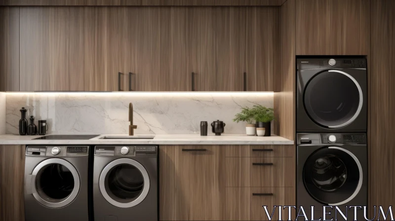 Modern Laundry Room Design with Appliances AI Image