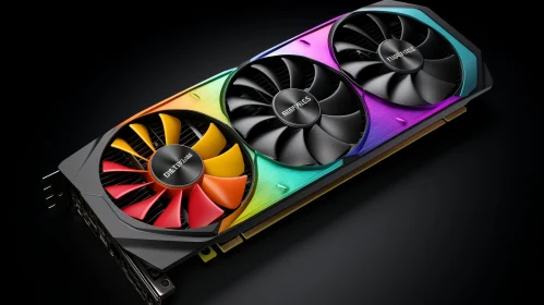 Rainbow-Colored Fans Video Card on Dark Surface