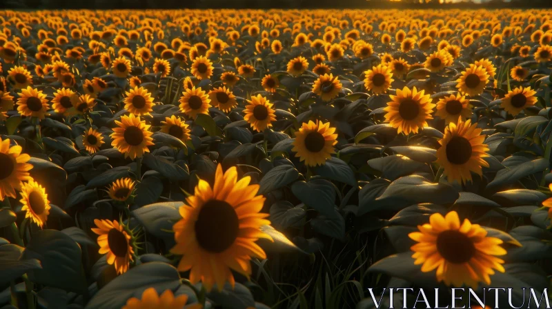 Sunflower Field at Sunset AI Image