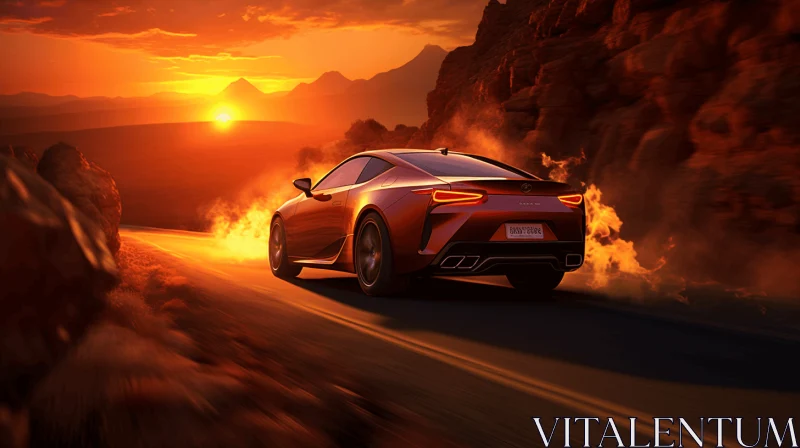 Captivating Lexus LC 570R Driving into the Sunset - Dynamic Illustration AI Image