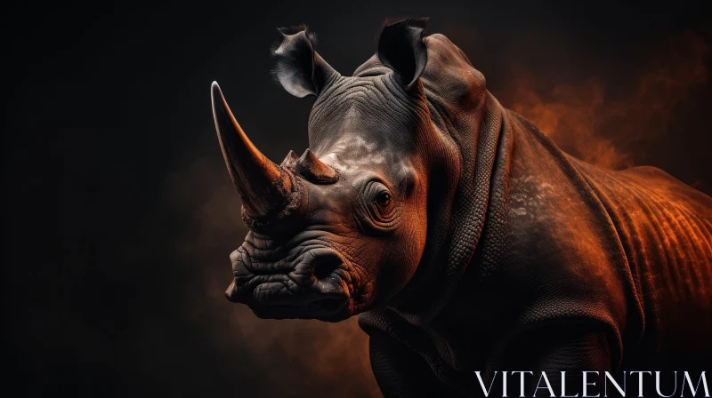 Dark Moody Rhinoceros Portrait - Wildlife Photography AI Image