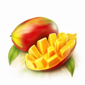 Exquisite Illustration of a Mango | Detailed Brushwork