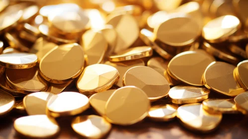 Intriguing Close-Up of Scattered Gold Coins