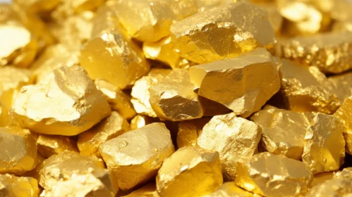 Shimmering Gold Nugget Pile on Dark Background