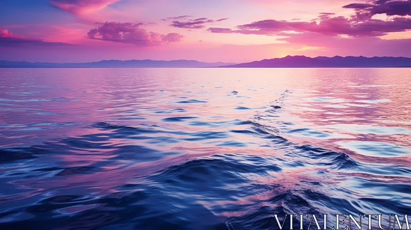 Tranquil Sunset over Calm Sea AI Image