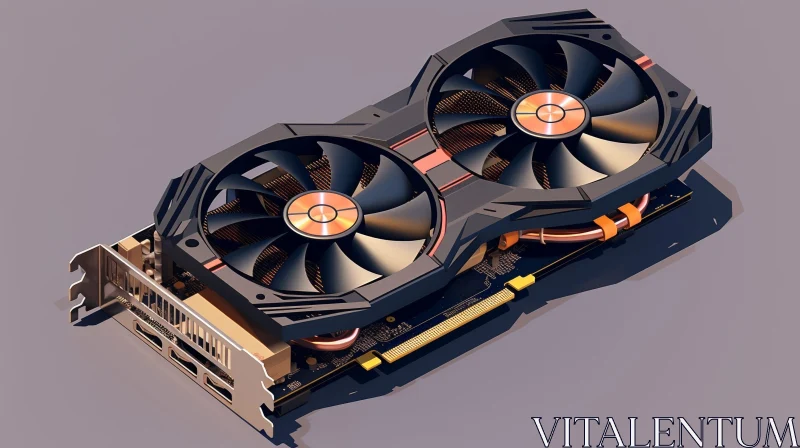 Black and Copper Graphics Card with Fans AI Image