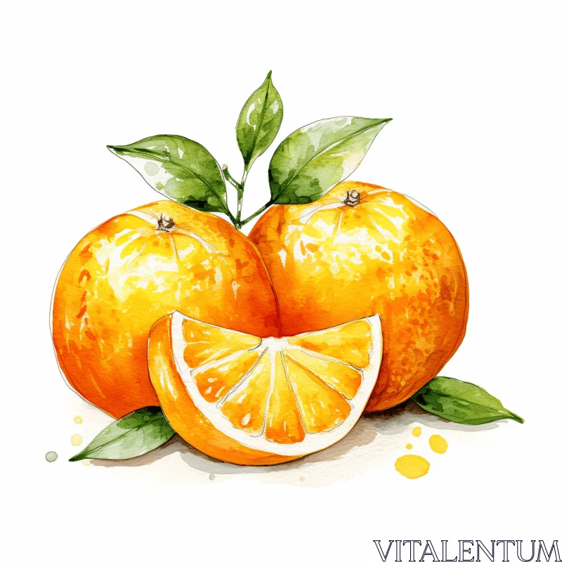 Delicate Watercolor Illustration of an Orange Fruit on a White Background AI Image