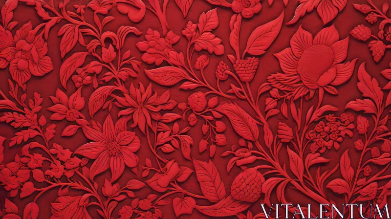 AI ART Detailed Red Floral Pattern - Intricate Design