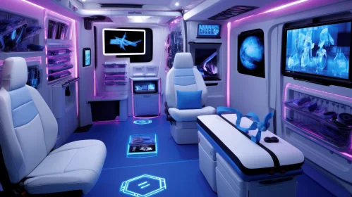 Futuristic Ambulance Interior with Medical Team