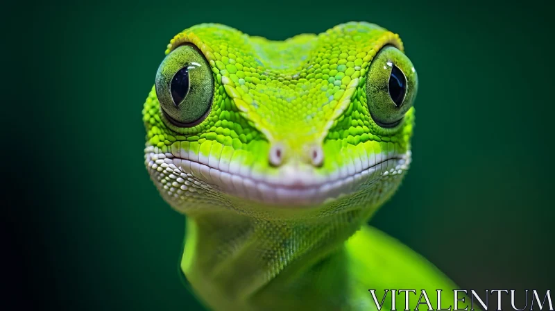Green Lizard Close-Up - Stunning Reptile Photography AI Image
