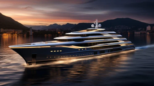Luxurious Yacht at Sunset on the Water