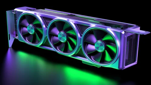 Modern Graphics Card with Neon Lights