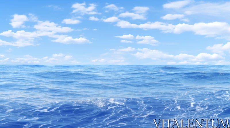 Serene Ocean Waves Under Clear Blue Sky AI Image