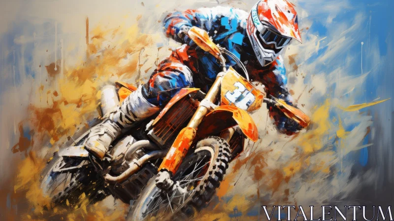 Thrilling Dirt Bike Rider Painting AI Image