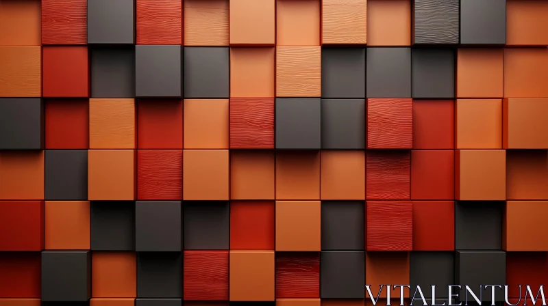 AI ART Warm Wooden Cube Wall Art