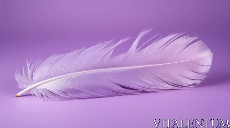 AI ART White Feather on Purple Background - Stock Photo