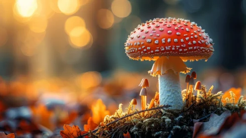 Enchanting Forest Mushroom in Sunlight