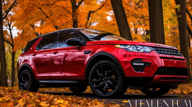Land Rover Discovery Parked on Autumn Leaves: Intense Color Palette AI Image