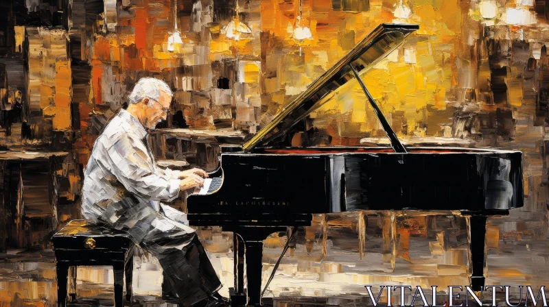 AI ART Man Playing Grand Piano in Impressionist Painting