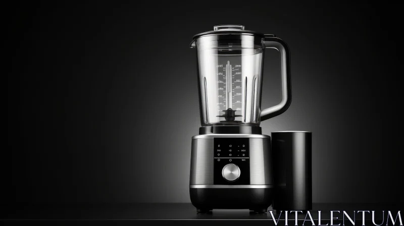 Modern Black Blender with Control Panel and Stainless Steel Base AI Image