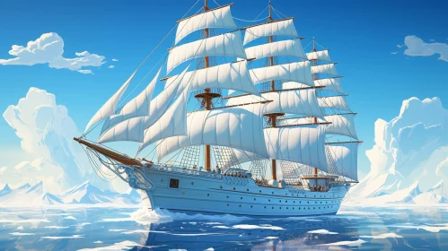 Arctic Sailing Adventure - Digital Painting of a Tall Ship