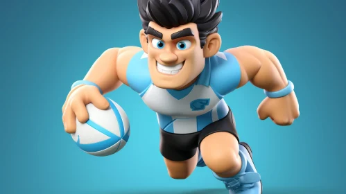 Cartoon Rugby Player 3D Illustration
